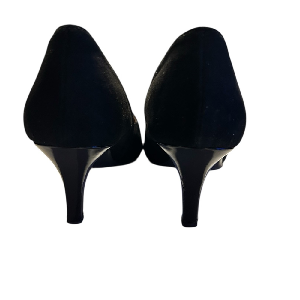 J. Renee Black Patent Leather & Suede Pumps with Lace Bow Details Size 7 - Picture 7 of 8